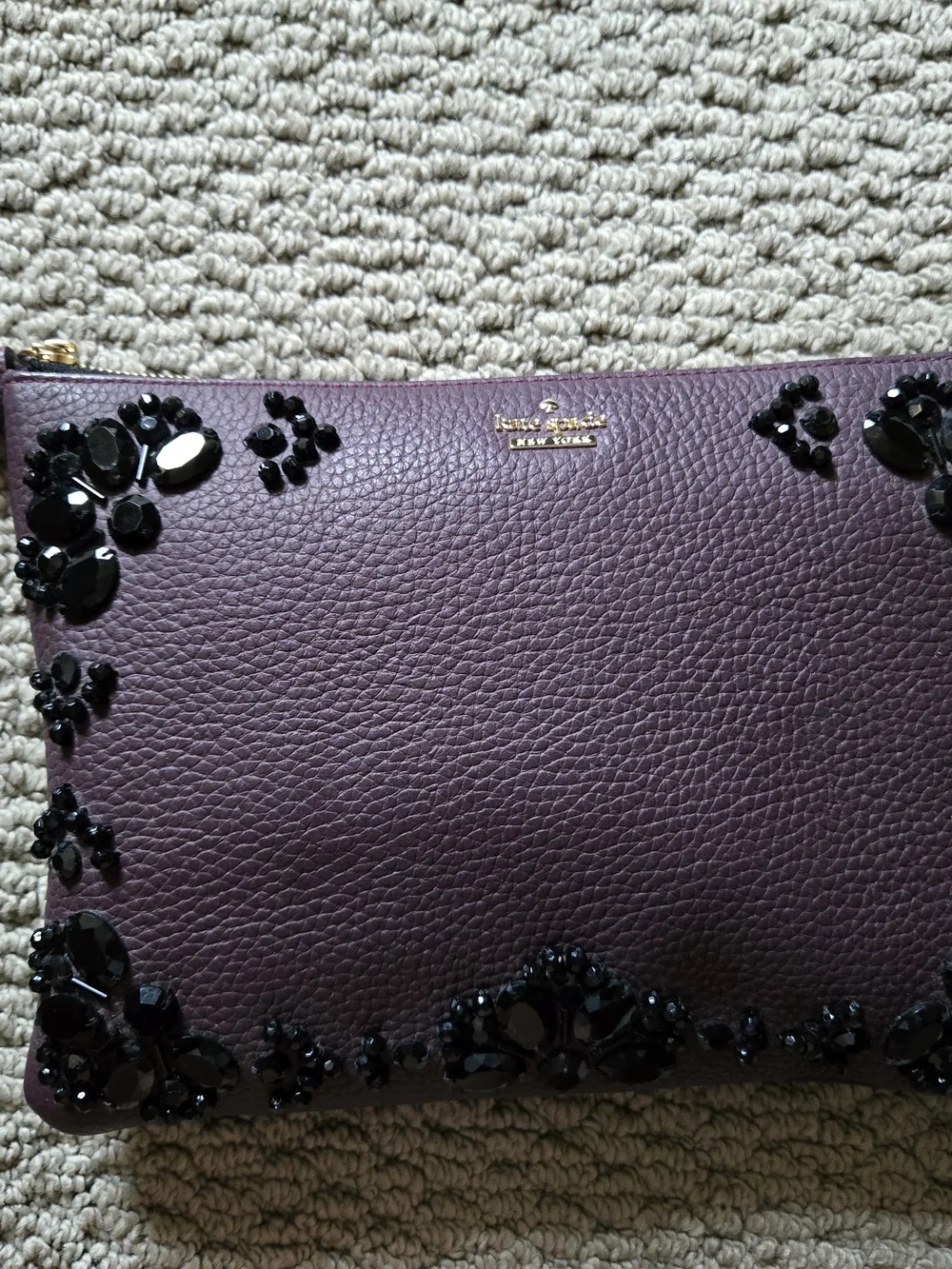 kate spade Plum Embellished Leather Pouch